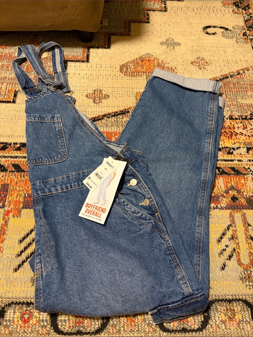 Celebrity Pink Blue Boyfriend Denim Overalls